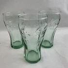 Set of 3 Vintage Coca-Cola Juice Glasses  Small Green 6 oz. Coke 4.5" Tall