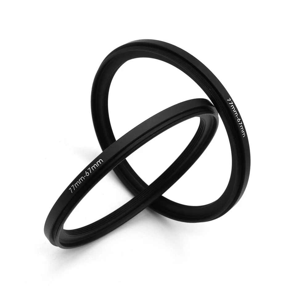 Anillo adaptador filtro lente 2 piezas anillo reductor 77 mm a 67 mm anillo adaptador filtro lente metal Foto 2 de 4