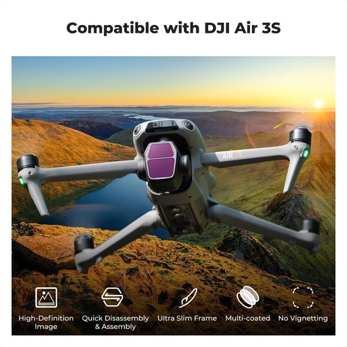 Paquete de 4 filtros de densidad neutra K&F Concept ND8 ND16 ND32 ND64 para DJI Air 3S - Imagen 2 de 7