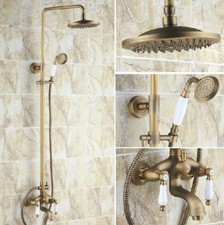 Wall Mounted Rain Bathroom Shower Faucet Set Antique Brass Tub Mixer Tap 2rs163