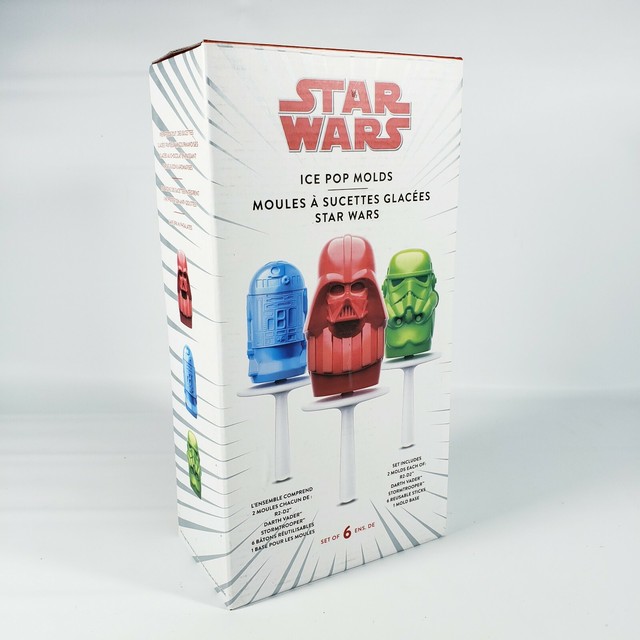 New Williams Sonoma Star Wars Ice Pop Molds Darth Vader R2D2 Set of 6
