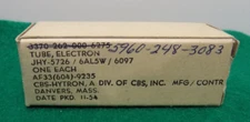 VINTAGE ELECTRON TUBE - JHY-5726 / 6AL5W / 6097 - CBS-HYTRON - PKD. DATE - 11-54