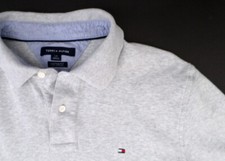 Tommy Hilfiger Men's Custom Fit Polo Shirt M Gray Little Flag on Chest