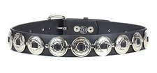 Concho Strap Genuine Leather Belt 1 1/2" Concho Punk Goth Rockabilly 