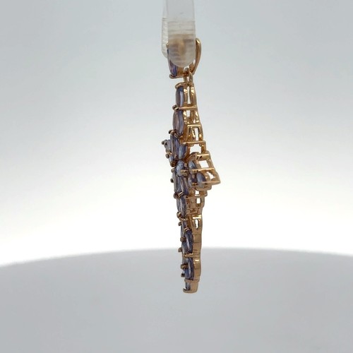 14 Karat Yellow Gold and Tanzanite Cross Pendant - Picture 2 of 5