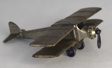 Vintage Rare 1928 Tootsie Toy "Wings" Bi Plane Airplane 4675 Purple Tires Prop