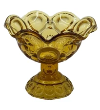 L E Smith Moon and Stars Amber Compote 5" x 6"