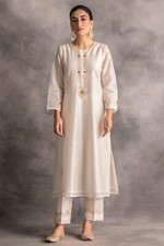Ivory Color Chanderi Silk Embroidered Kurta Set