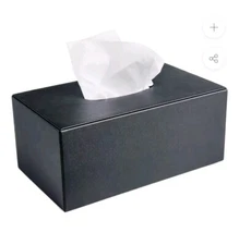 Dacasso Faux Leather Tissue Box Cover (Black)