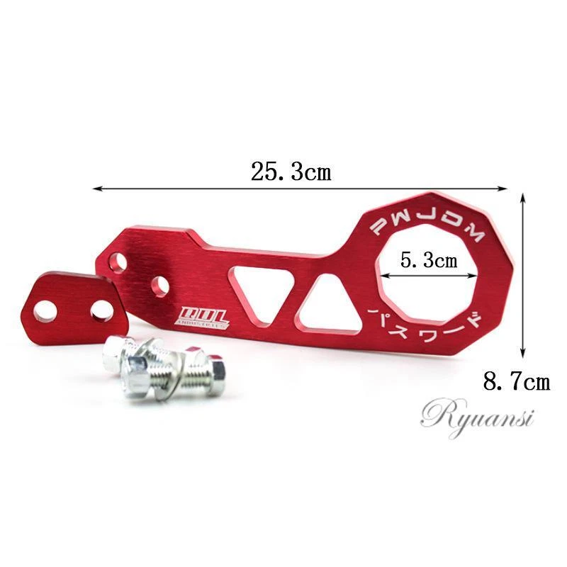 Red Universal JDM Aluminum Racing Car Rear Tow Hook Trailer Ring For Honda Civic Foto 3 de 4