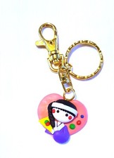 Very Nice 1.5" Pink Pvc Heart Keychain Purse Charm