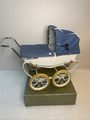 Mid Century Doucet French Blue Doll Carriage Pram Buggy C | eBay