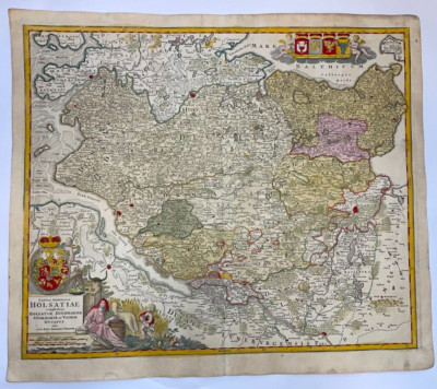 GERMANY SCHLESWIG-HOLSTEIN 1710 JB HOMANN LARGE ANTIQUE MAP 18TH CENTURY