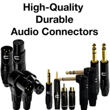 XLR, 1/4" TRS, TS, 3.5mm, Male or Female Audio Connectors - Straight / Angled