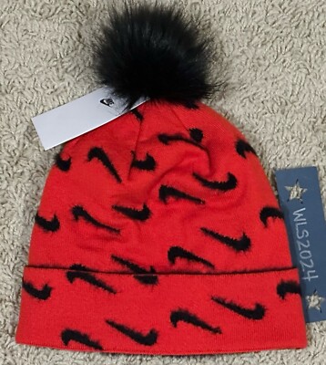 Nike Peak Pom Beanie Picante Red/Black Kids One Size Fits