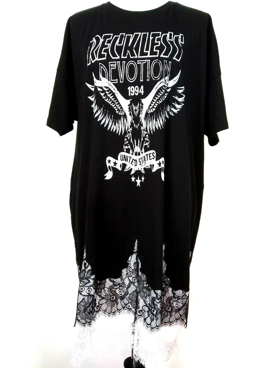 Asos Womens NWT Punk Black White Reckless Devotion Lace Trim Dress