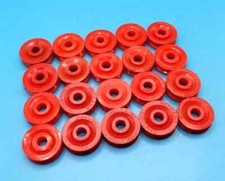 Twenty Meccano 1/2 inch plastic pulleys without boss, 23bp, in various colours