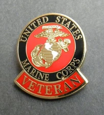 US MARINES VETERAN VET USMC MARINE CORPS LAPEL PIN 1 INCH REGULAR