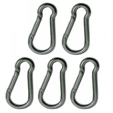 5 PC 1/4'' x 60mm Carabiner Spring Snap Hook Marine Stainless Steel 180 Lbs