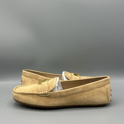 Ralph Lauren Barnsbury Tan Brown Suede Leather Loafers Driver