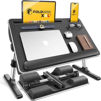 Foldwise 2-In-1 Lap & Bed Desk with Soft Cushions - Adjustable Height & Angle, F