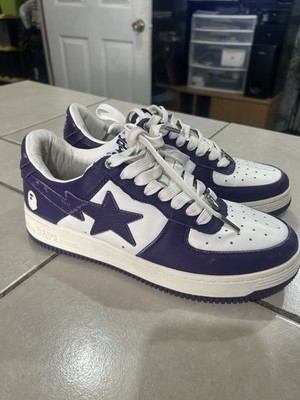 A Bathing Ape Bape Sta Low White Purple Men's Size 9 Bapesta Sneakers No Box