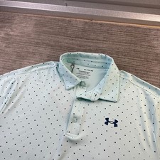 Under Armour Polo Shirt Mens Extra Large Blue Golf All Over Print Playoff