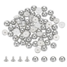 60Pcs Round Dome Studs 6mm ABS Dome Spikes Studs, Silver