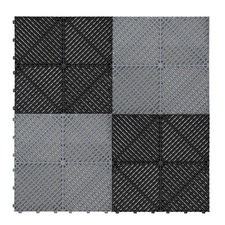 Image of Monster Shop Vented Garage Floor Tiles With Edges – 60 Black & 60 Grey