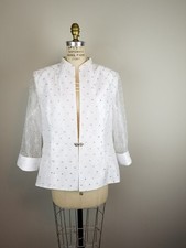 Coldwater Creek White Cocktail Formal Jacket Sheer with Sparkle Ladies size 16
