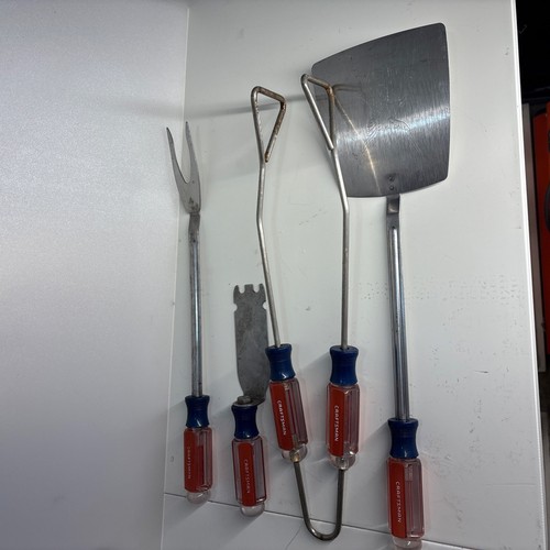 Vintage Craftsman Barbecue Grill Cooking Tools 4 Pieces USA Fork Spatula Cleaner
