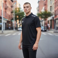 Adidas Men's LARGE Team Issue Baseball Polo Shirt Black HS7668