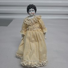 Antique German China Head Doll c.1890  1910   Blush Cheeks, Blue Eyes, 9"