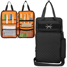 Drum Stick Bag with Hanging Hooks, Drum Mallet Storage with Adjustable Should...