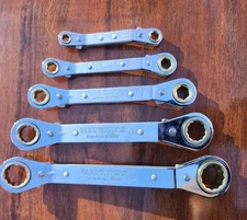 Vintage Craftsman USA 5Pc Metric Offset Double Box End Ratcheting Wrench Set 