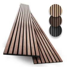 2-Pack Acoustic Wood Slat Panels - Soundproof Wall Paneling for Interior Decor
