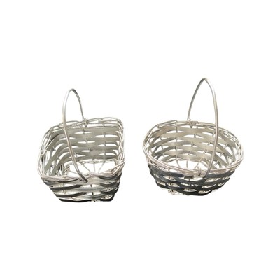 2 Mini Silver Tone Baskets Easter Decor