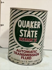 Vtg Quaker State Dexron QT Cardboard Metal Motor Oil Can Empty Collectible