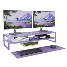 2 Tier Metal Dual Monitor Stand Riser, Computer Office Desktop Organizer for ...
