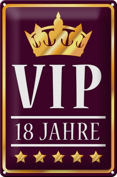 Schild Blech 30X20 Cm - Made In Germany - Vip 18 Jahre Metall Deko Schild-image