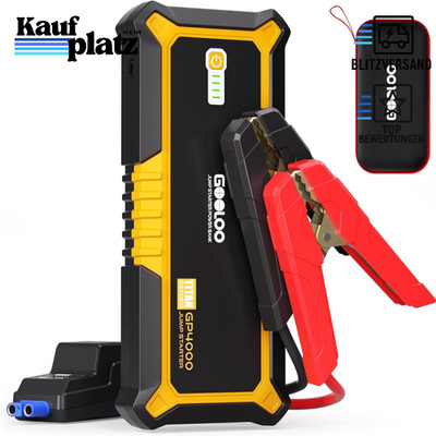 Starthilfe Powerbank 4000A 12V LED Tragbar Auto Batterie Booster mit Kabel
