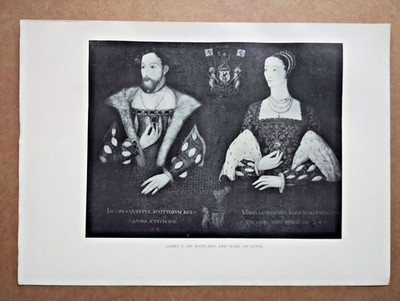 James V of Scotland and Mary of Guise - Antique Print - 1911