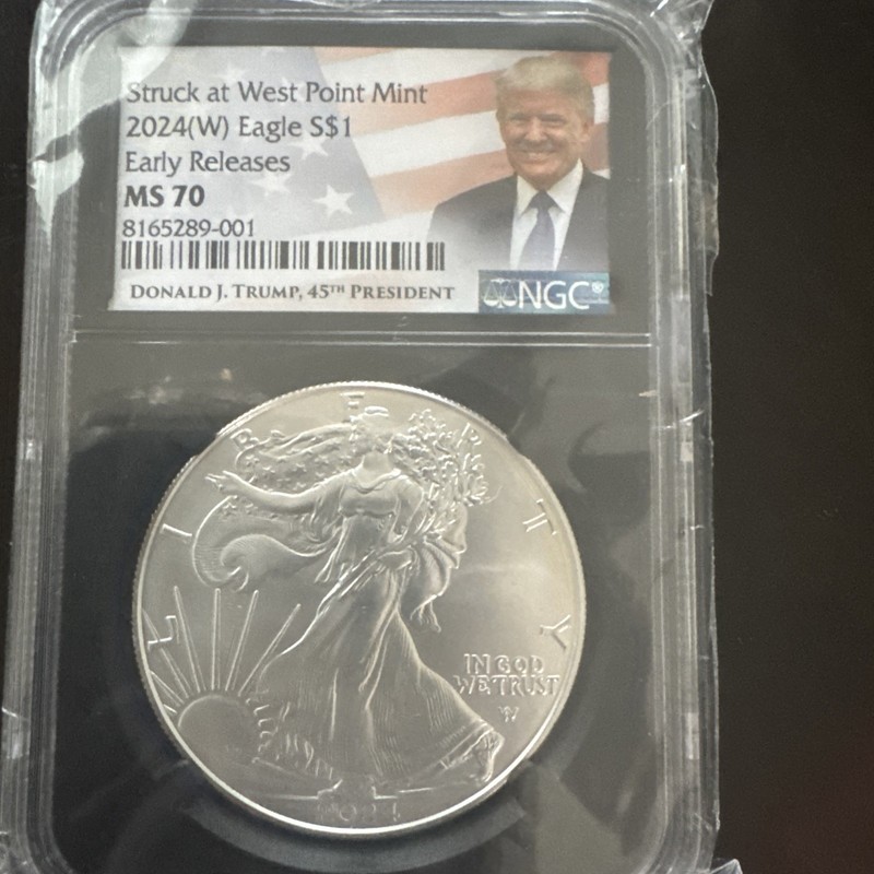 Silver 1 Oz 999 2024 W Trump Liberty / Rare Flag 45th Pres. Ms70 Ngc Top Pop
