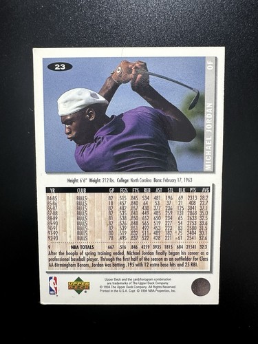 Michael Jordan 1994-95 Upper Deck Collector's Choice #23 Bulls White Sox - Picture 2 of 2