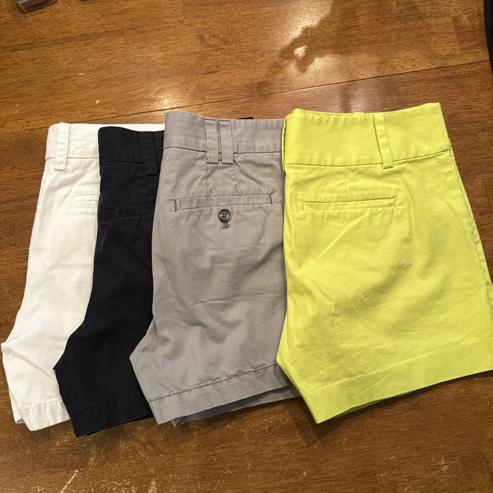 4 Pair Women J Crew, Loft, Ann Taylor Shorts Size 6 White Gray Black Lime - Image 3 of 4