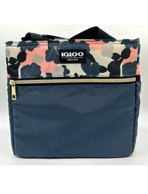 Igloo Lunch Bag Insulated Blue Pink Abstract Floral Mini City 9 Can Cooler 