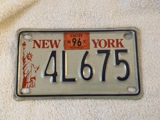 1996 New York Statue Of Liberty Motorcycle License Plate Tag 4L675