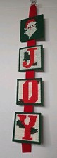 Vintage Joy Wall Hanging Plastic Canvas Needlepoint Santa Christmas Cottagecore