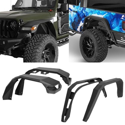 HR Flat Front Fender Flare or Rear Fender Flares Fit 2020-2026 Jeep Gladiator JT