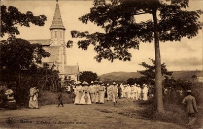 Ak Boma DR Kongo Zaire, L'Eglise, le dimanche matin, Kirchausgang,... - 5113884